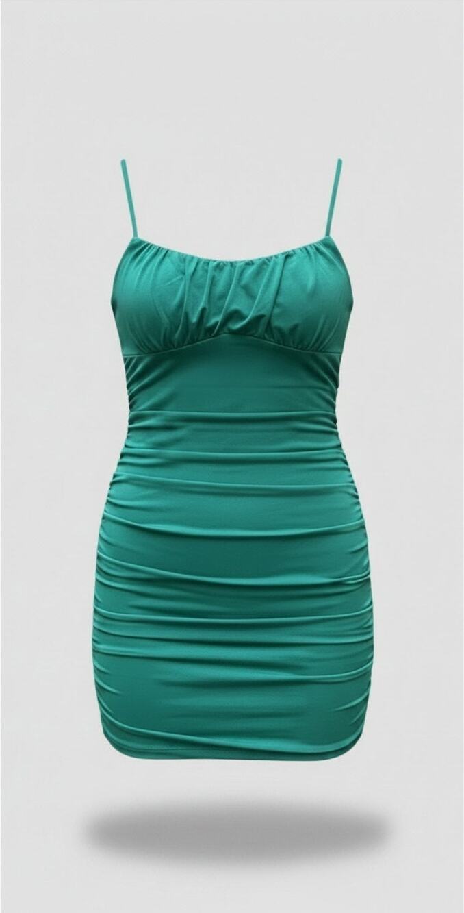 Honey and Rosie Emerald Green Rouged Mini Bodycon Dress SMALL